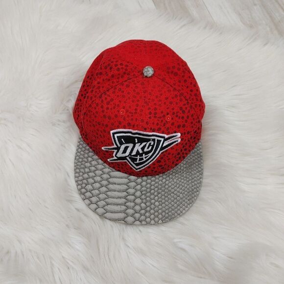 HARDWOOD CLASSICS OKC RED WITH SNAKE SKIN NEW ERA FITS HAT - Picture 1 of 8